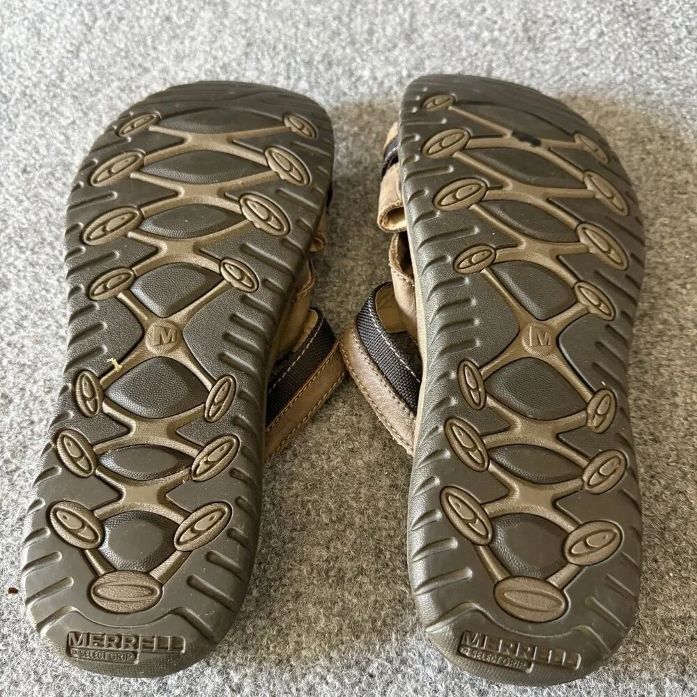 Merrell Boulder Men's Slide Sandals Brown Leather Slip-On Comfort US 11 EU 44